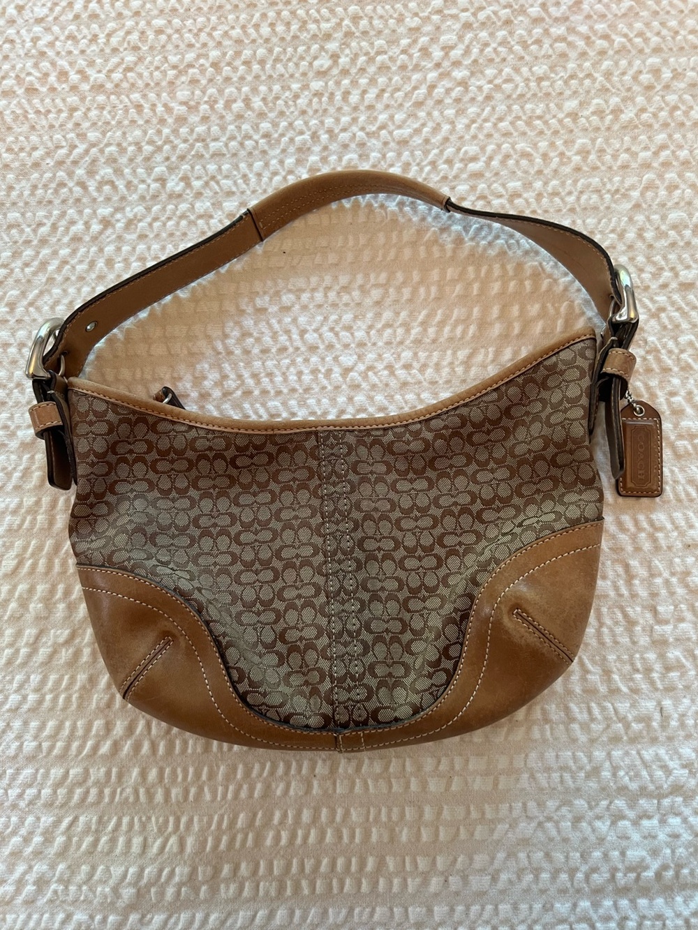 Vintage Coach Signature Hobo Shoulder Bag 6351 Brown Tan Monogram Y2K 2002